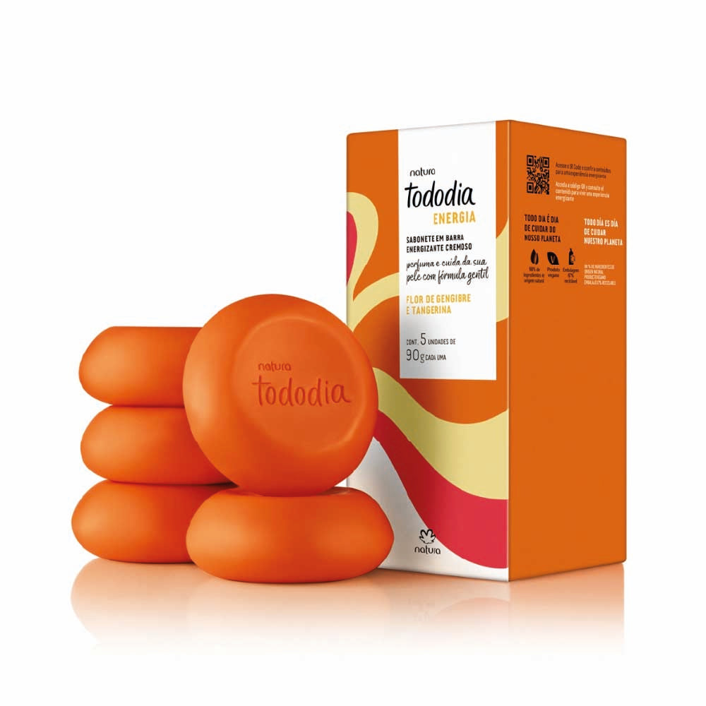 NATURA TODODIA GINGER FLOWER & TANGERINE ENERGIZING BAR SOAP 450G