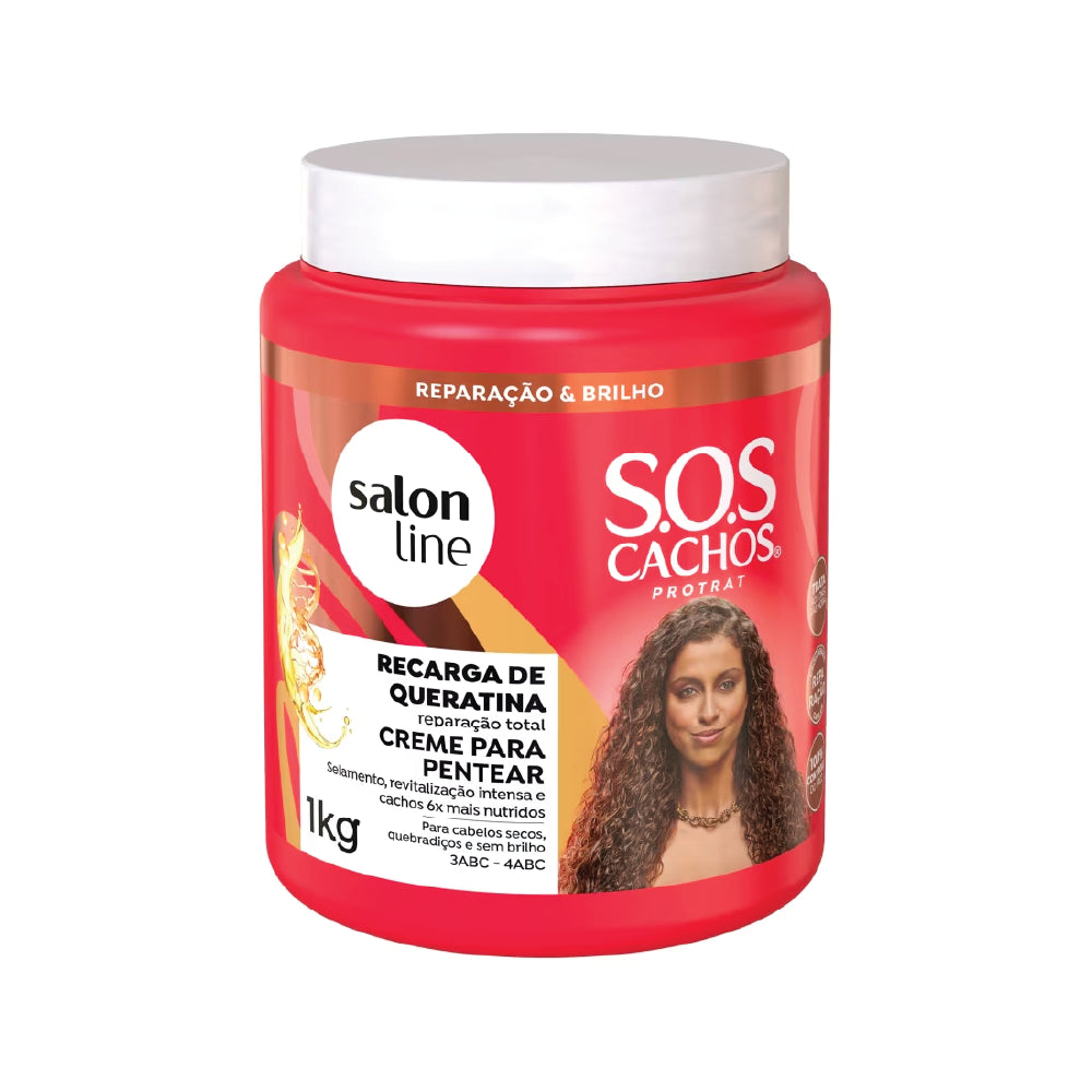 SALON LINE S.O.S CURLS - KERATIN LEAVE-IN CREAM TOTAL REPAIR 1KG