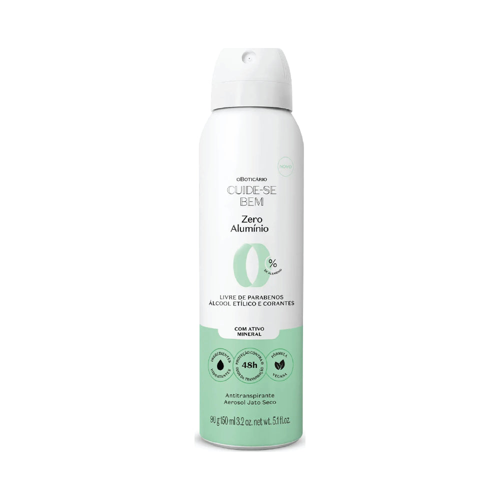O BOTICARIO DRY SPRAY ZERO ALUMINIUM DEODORANT AEROSOL 90G/150ML
