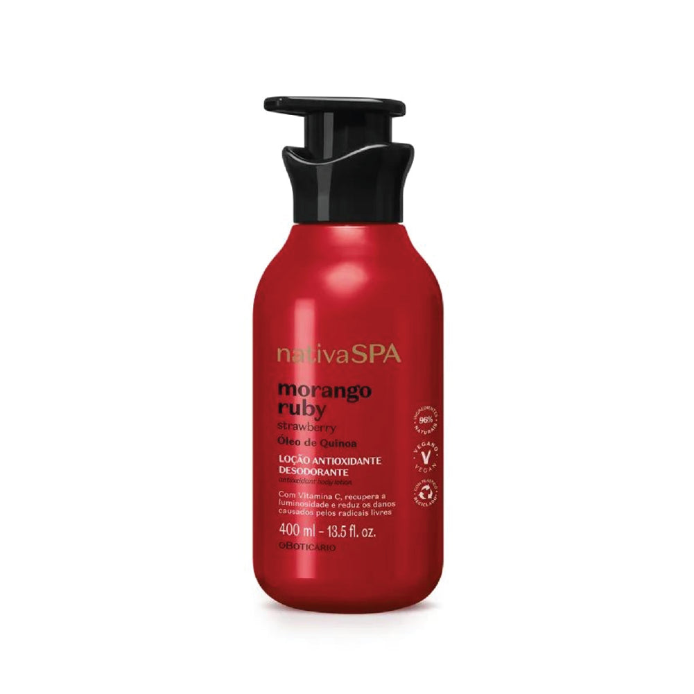 O BOTICARIO NATIVA RUBY STRAWBERRY ANTIOXIDANT BODY LOTION 400ML
