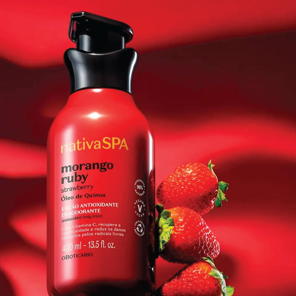 O BOTICARIO NATIVA RUBY STRAWBERRY ANTIOXIDANT BODY LOTION 400ML